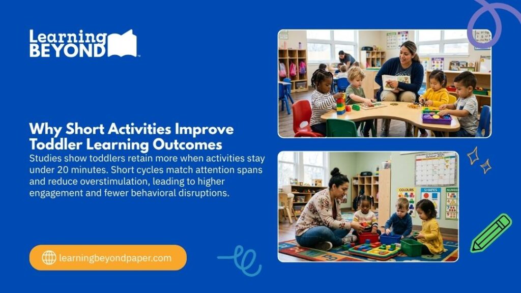 how to create a lesson plan for toddlers in daycare
- Teachers engaging toddlers in short hands-on activities in a classroom, showing how brief learning cycles under 20 minutes improve toddler learning outcomes.