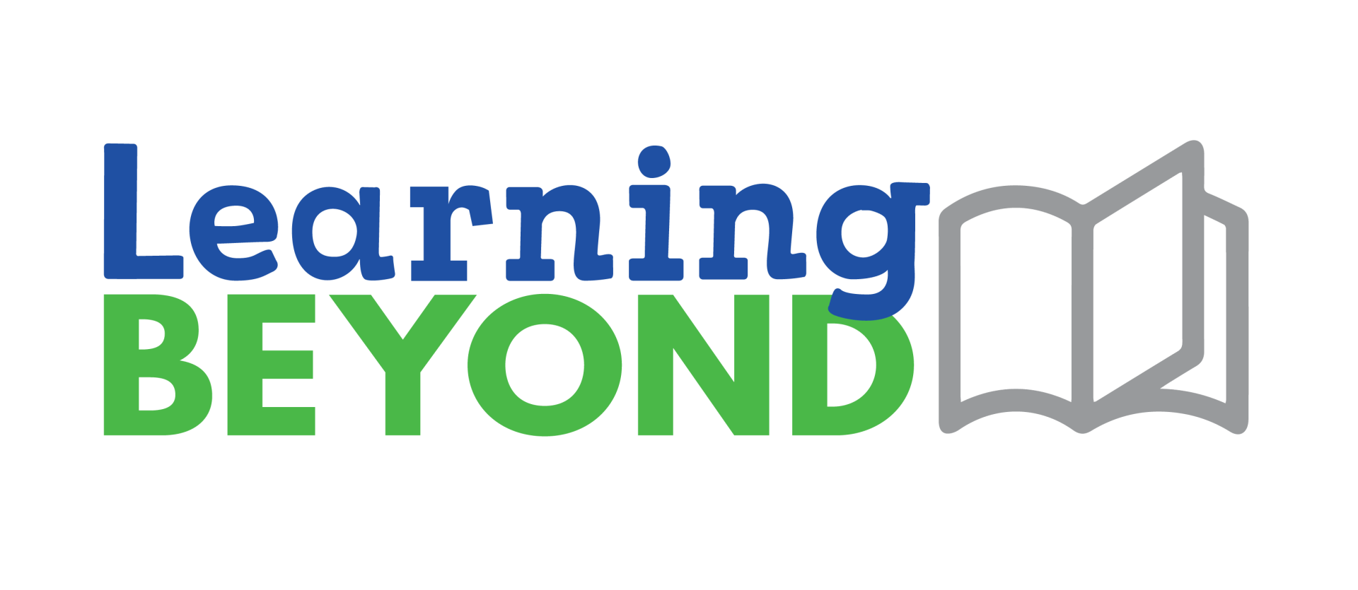Learning Beyond logo with blue and green lettering beside a gray open book icon